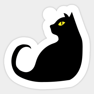 Black cat side stare Sticker